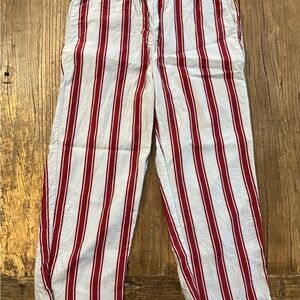 Burberry Red and White Striped Women's Silk Pants
